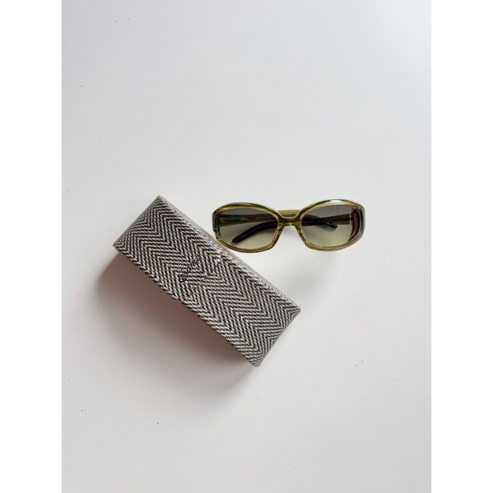 SAMA Mini OLV Olive Brown Green Japanese Acetate Oval Sunglasses